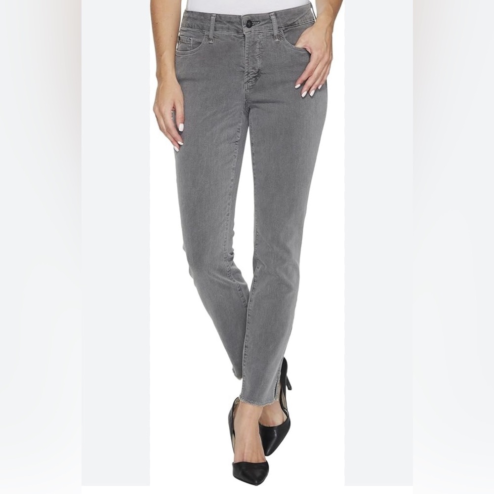NYDJ AMI SKINNY ANKLE TWILL JEANS WITH FRAYED HEM & SIDE SLITS SIZE 6P